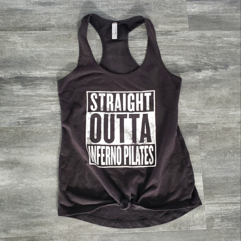 Black Straight Outta Inferno Pilates Racerback Tank